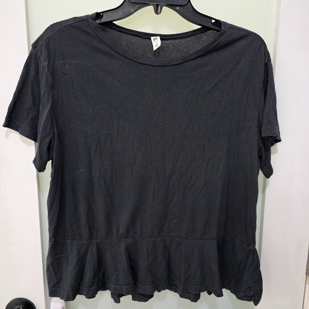 BP Women’s Grey Peplum Hem T-Shirt – Size S – Casual Short‎ Sleeve Top